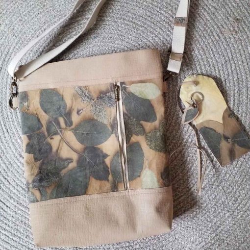 Eco-print leather bag